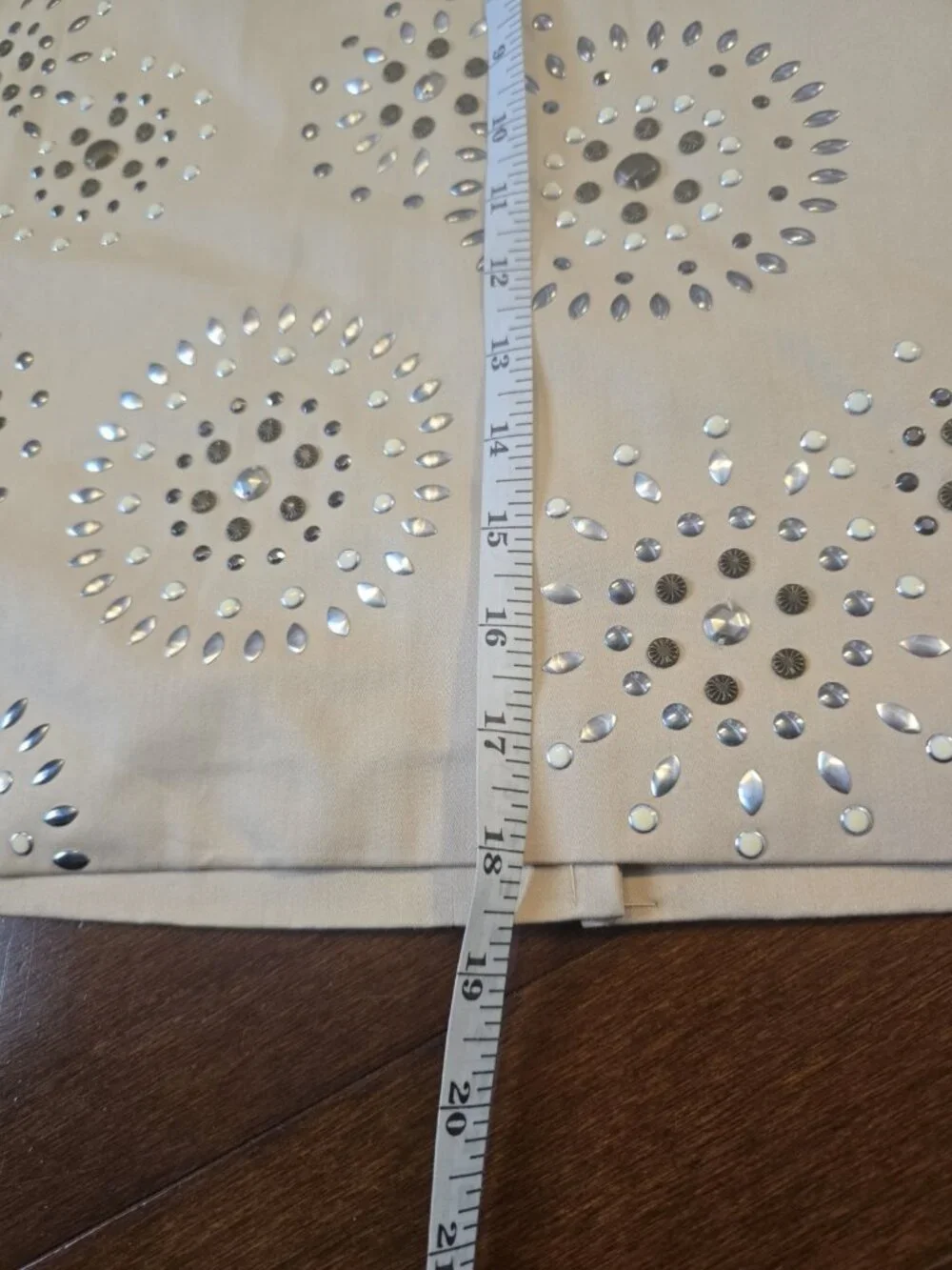 White House Black Market Women's Tan Embezzled Stud Skirt Rhinestone 4 New  $158